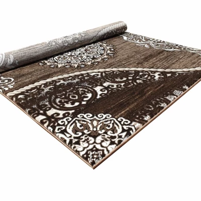 Teppich 80x150 cm DEMIAN mit Ornamenten - braun/weiß