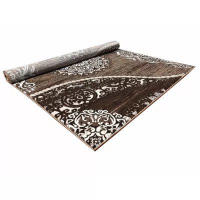Teppich 80x150 cm DEMIAN mit Ornamenten - braun/weiß