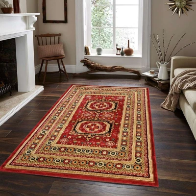 Orientalischer Stückteppich 140x190 cm ASTOR - rot / beige