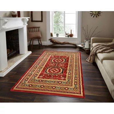 Orientalischer Stückteppich 140x190 cm ASTOR - rot / beige