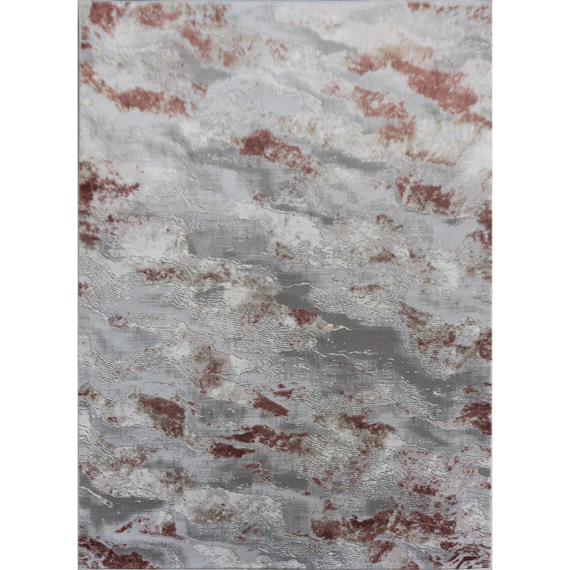 Rechteckiger Stückteppich 140x190 COVINA 1 - weiß / grau / rot