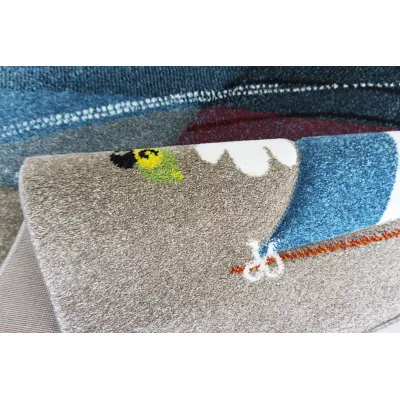 Kinderteppich 140x190 DORRIS 9 - blau/beige