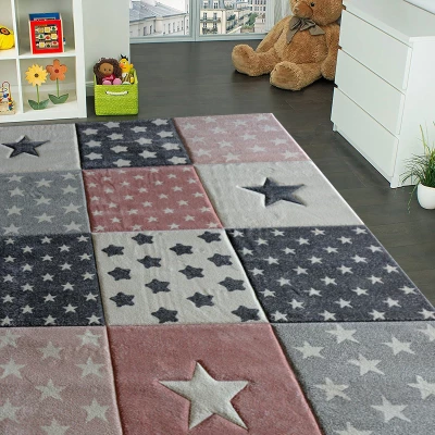 Kinderzimmer Teppich 140x190 DORRIS 13 - grau/rosa