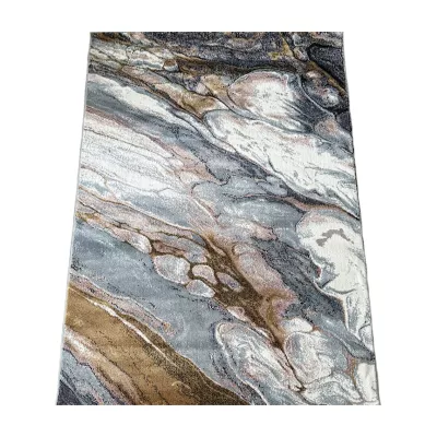 Rechteckiger Teppich 160x220 COALINGA 2 - gold / grau / weiß