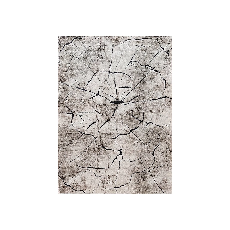 Ovaler Teppich 140x190 BRAWLEY 8 - beige / schwarz
