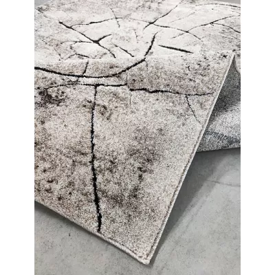 Ovaler Teppich 140x190 BRAWLEY 8 - beige / schwarz