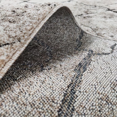 Ovaler Teppich 140x190 BRAWLEY 8 - beige / schwarz