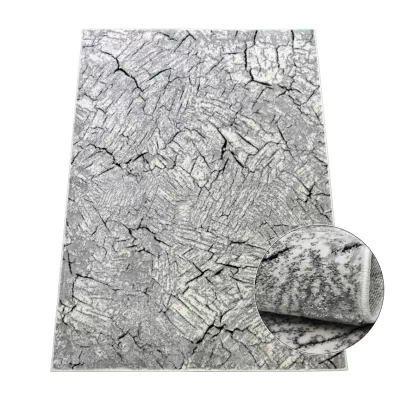 Stück Teppich mit abstraktem Muster 80x150 BRAWLEY 1 - grau / weiß