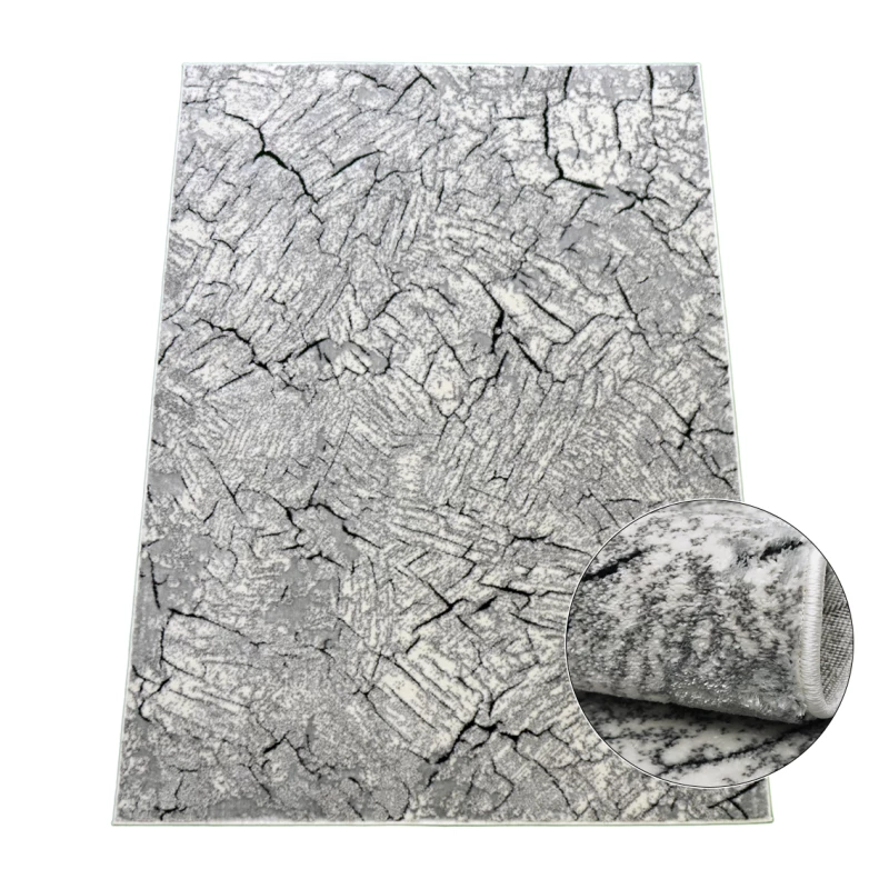 Stück Teppich mit abstraktem Muster 140x190 BRAWLEY 1 - grau / weiß