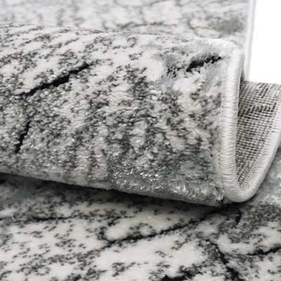 Stück Teppich mit abstraktem Muster 140x190 BRAWLEY 1 - grau / weiß