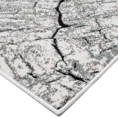 Stück Teppich mit abstraktem Muster 200x290 BRAWLEY 1 - grau / weiß
