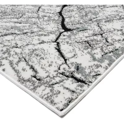 Stück Teppich mit abstraktem Muster 60x100 BRAWLEY 1 - grau / weiß
