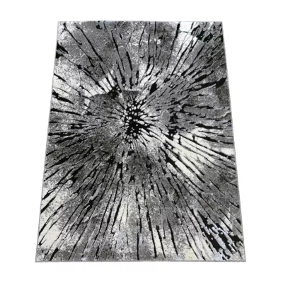 Stück Teppich mit abstraktem Muster 80x150 BRAWLEY 2 - grau / weiß