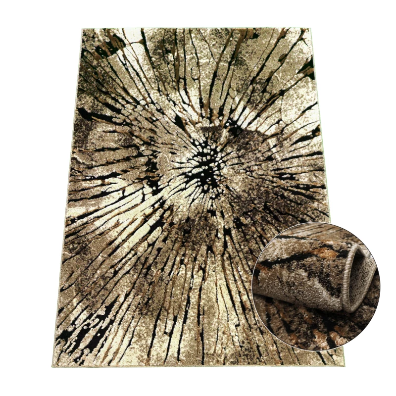 Stück Teppich mit abstraktem Muster 140x190 BRAWLEY 2 - beige / braun