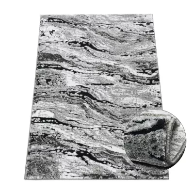Rechteckiger Teppich 140x190 BRAWLEY 4 - grau / weiß