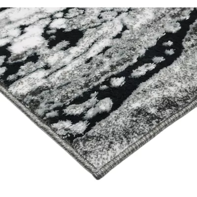 Rechteckiger Teppich 140x190 BRAWLEY 4 - grau / weiß