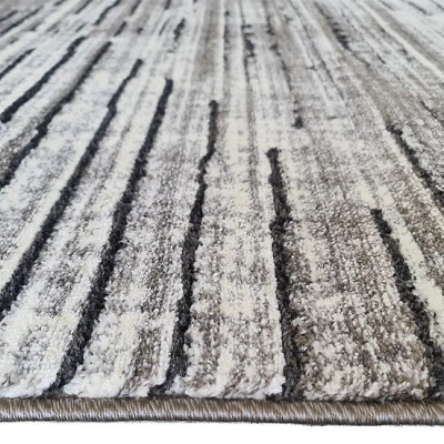 Rechteckiger Teppich 200x390 BRAWLEY 9 - grau / weiß