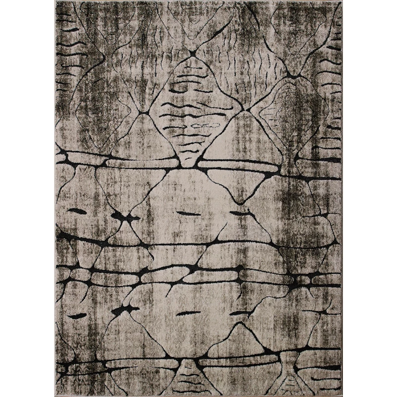 Moderner Stückteppich 200x390 BRAWLEY 7 - beige / schwarz