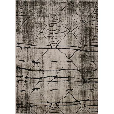 Moderner Stückteppich 200x390 BRAWLEY 7 - beige / schwarz