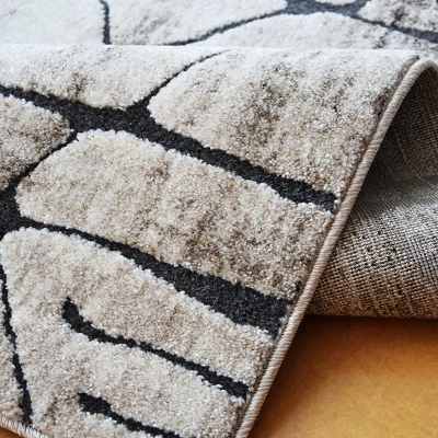 Moderner Stückteppich 200x390 BRAWLEY 7 - beige / schwarz