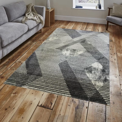 Rechteckiger Stückteppich 80x150 BREA 2 - grau/weiß