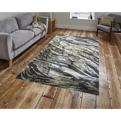 Rechteckiger Stückteppich 120x180 BREA 3 - grau/weiß