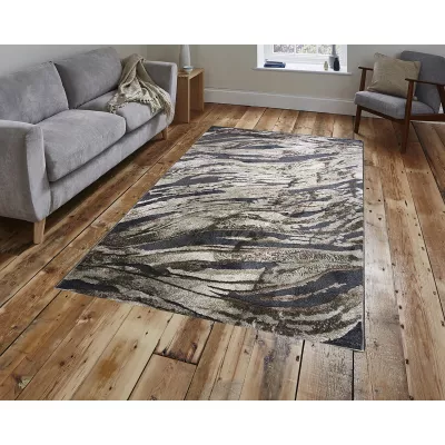 Rechteckiger Stückteppich 140x190 BREA 3 - beige / grau