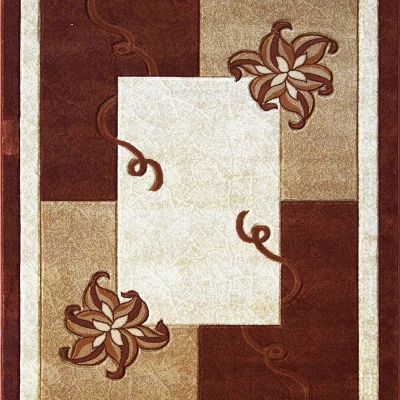 Moderner ovaler Teppich mit Blumen 140x190 ARTESIA 3 - braun