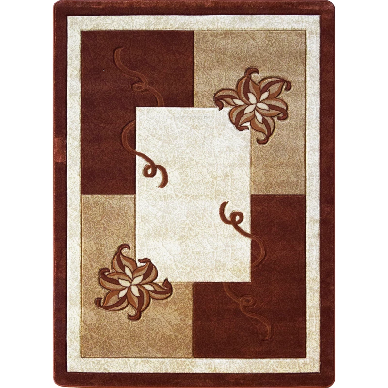 Moderner Stückteppich mit Blumen 140x190 ARTESIA 3 - braun