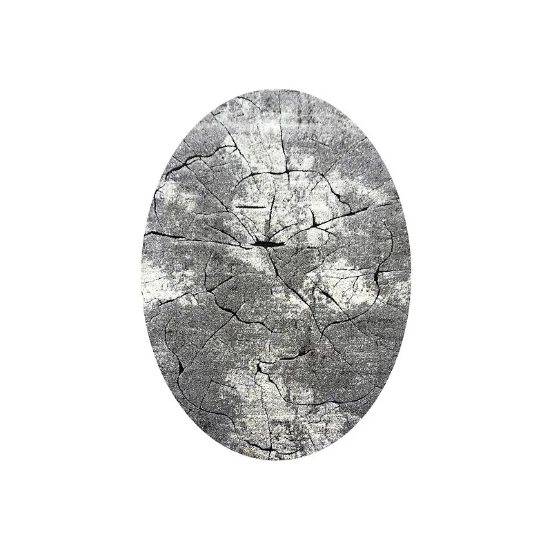 Ovaler Stückteppich 160x220 BRAWLEY 8 - grau / weiß