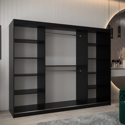 Kleiderschrank KATIE 3 - 250 cm, schwarz / schwarz