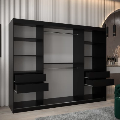 Kleiderschrank KATIE 3 - 250 cm, schwarz / schwarz