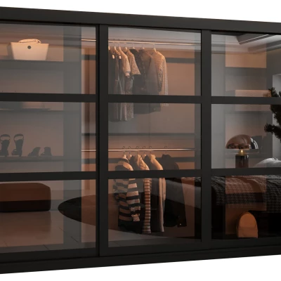 Kleiderschrank KATIE 3 - 250 cm, schwarz / schwarz