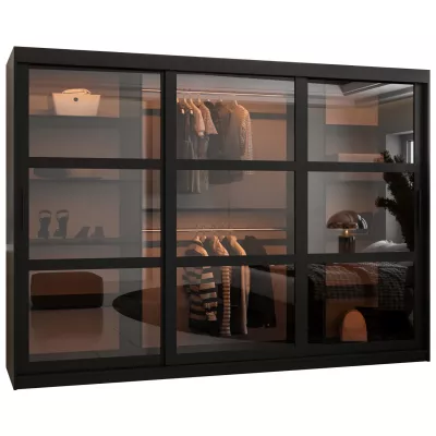 Kleiderschrank KATIE 3 - 250 cm, schwarz / schwarz
