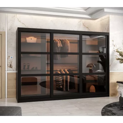 Kleiderschrank KATIE 3 - 250 cm, schwarz / schwarz