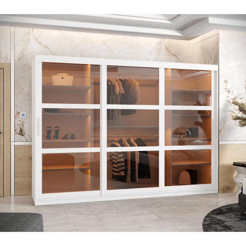 Kleiderschrank KATIE 3 - 250 cm, weiß/silber