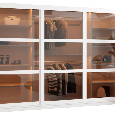 Kleiderschrank KATIE 3 - 250 cm, weiß/silber