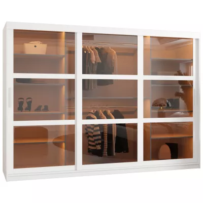 Kleiderschrank KATIE 3 - 250 cm, weiß/silber
