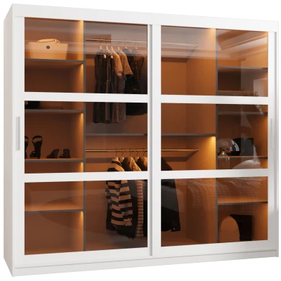 Kleiderschrank KATIE 3 - 200 cm, weiß/silber