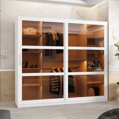 Kleiderschrank KATIE 3 - 200 cm, weiß/silber
