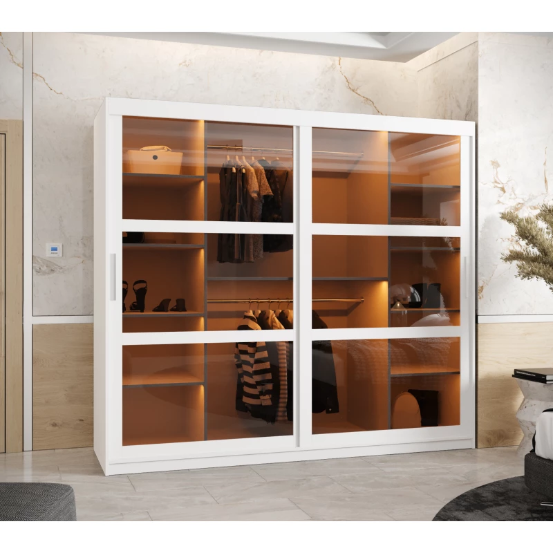 Kleiderschrank KATIE 3 - 200 cm, weiß/silber