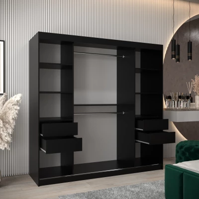 Kleiderschrank KATIE 3 - 200 cm, schwarz / schwarz