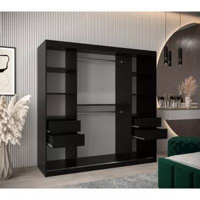 Kleiderschrank KATIE 3 - 200 cm, schwarz / schwarz