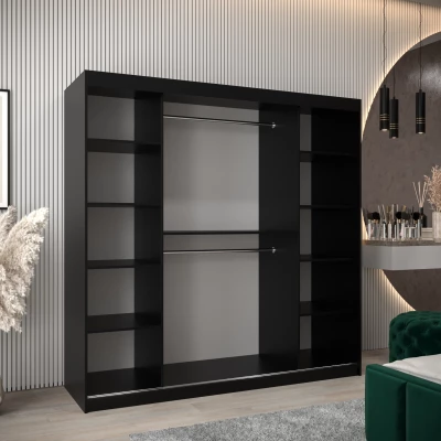 Kleiderschrank KATIE 3 - 200 cm, schwarz / schwarz