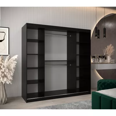 Kleiderschrank KATIE 3 - 200 cm, schwarz / schwarz
