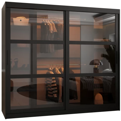 Kleiderschrank KATIE 3 - 200 cm, schwarz / schwarz