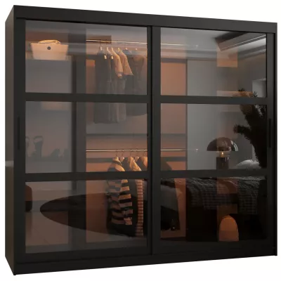 Kleiderschrank KATIE 3 - 200 cm, schwarz / schwarz
