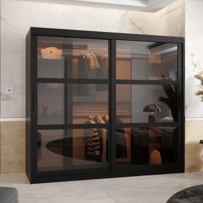 Kleiderschrank KATIE 3 - 200 cm, schwarz / schwarz