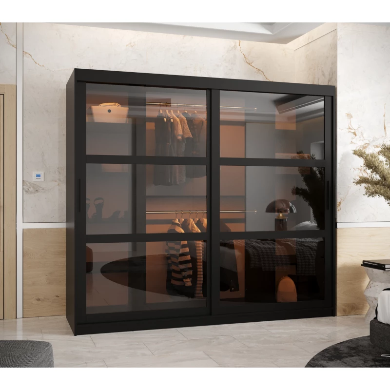 Kleiderschrank KATIE 3 - 200 cm, schwarz / schwarz