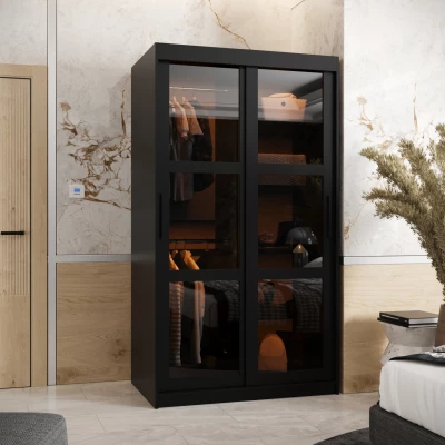 Kleiderschrank KATIE 3 - 100 cm, schwarz / schwarz